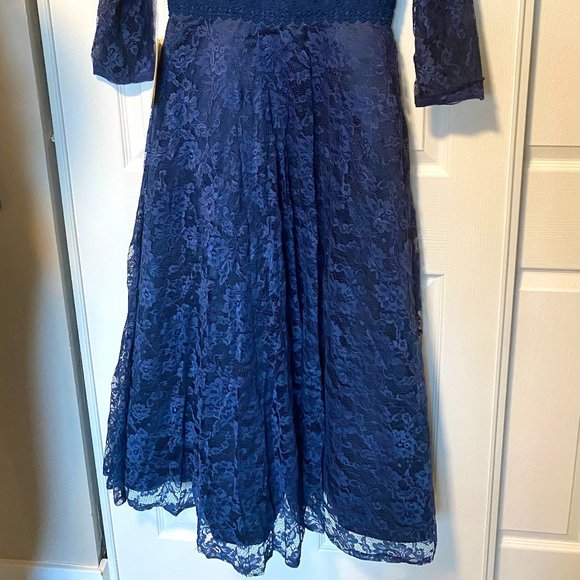 Brand New A-Line Mother of the Bride Dress Elegant V Neck Tea Length Lace - Picture 4 of 6